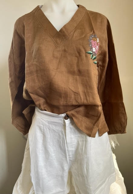 Linen Shirt Mid Length Sleeves