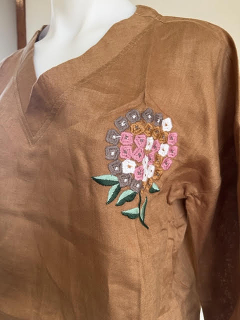 Linen Shirt Mid Length Sleeves